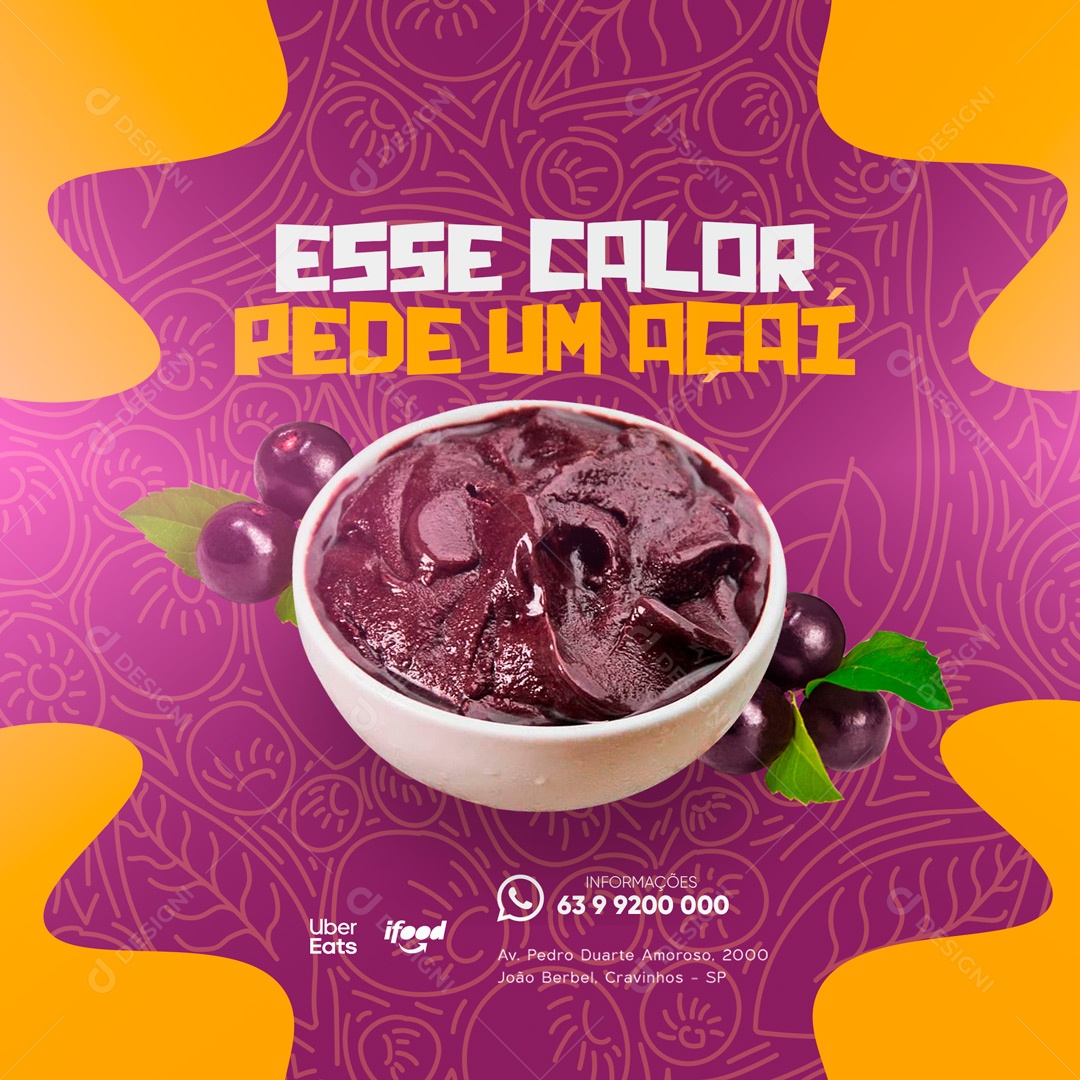 Esse Calor pede um Açai Social Media PSD Editável