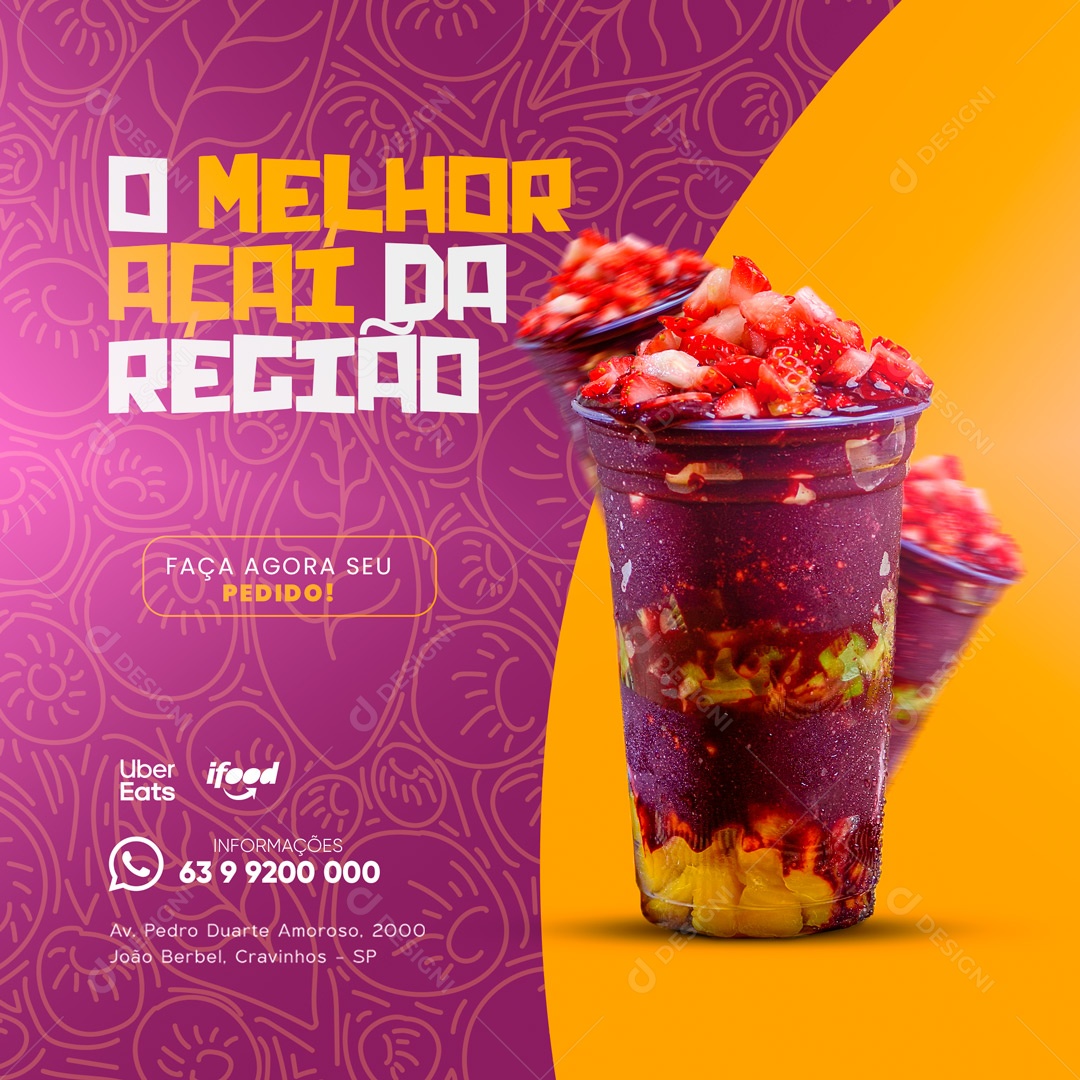 O Melhor Açai da Região Açaiteria Social Media PSD Editável