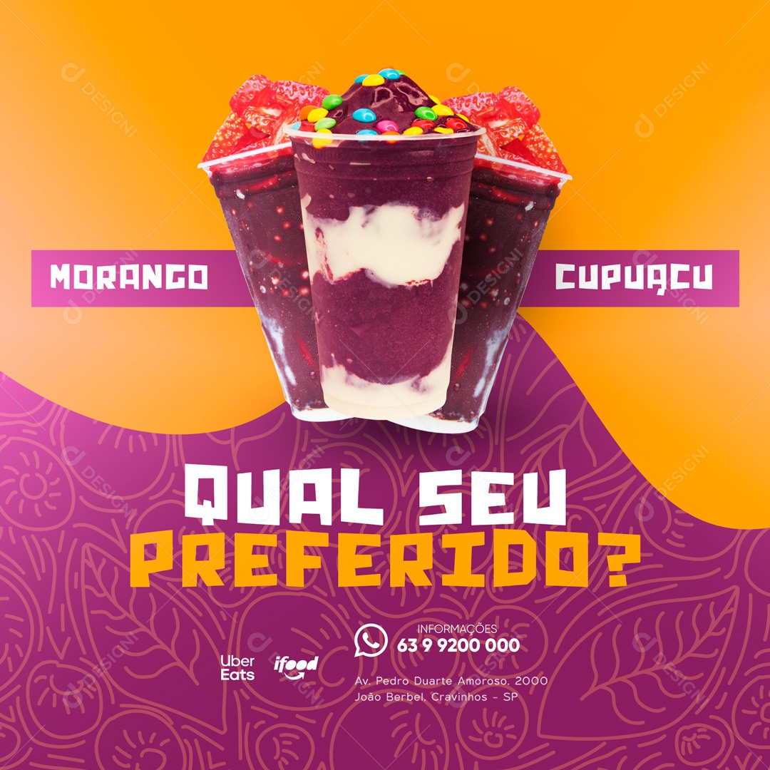 Social Media Açaiteria Açai PSD Editável