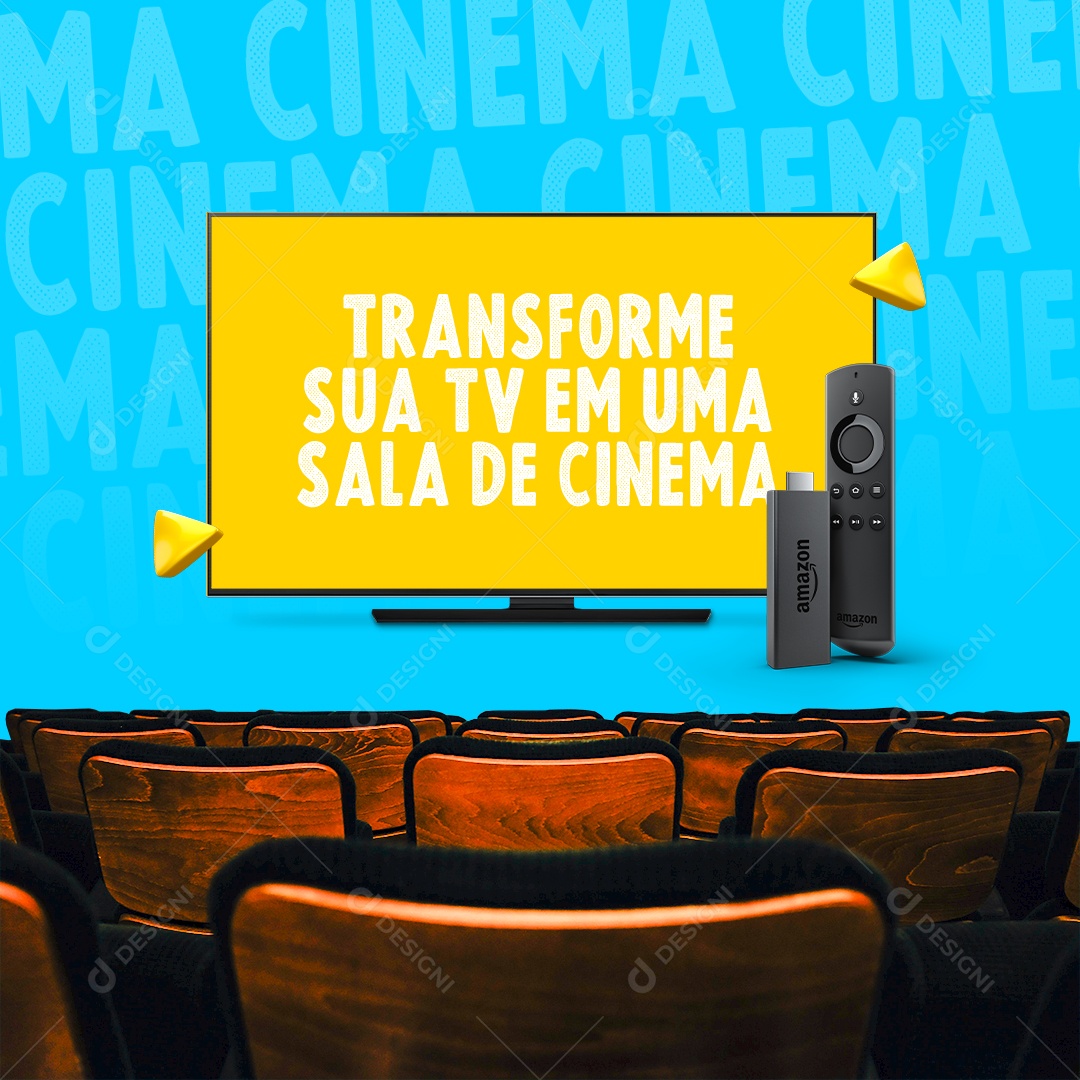 Transforme sua Tv em uma Sala de Cinema IPTV Social Media PSD Editável