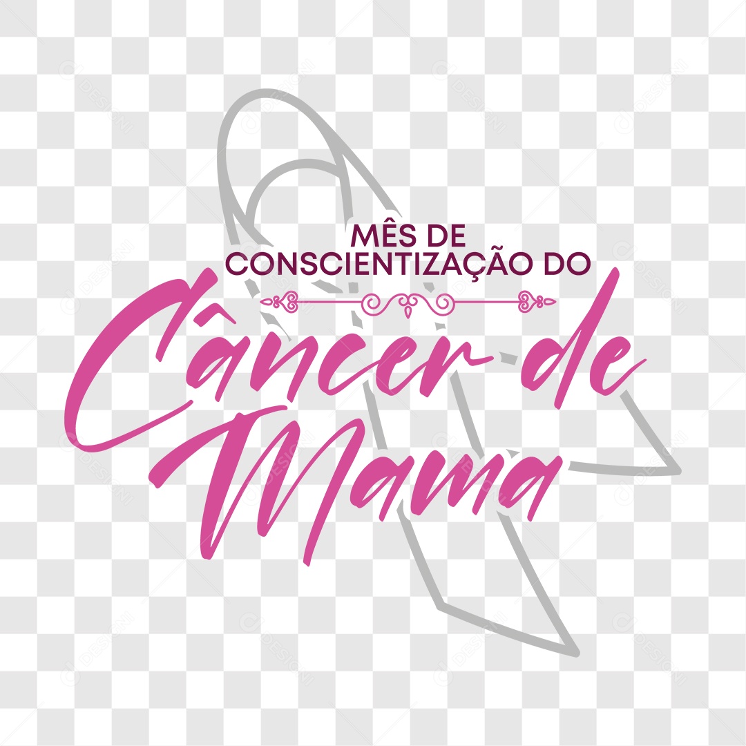 Lettering Mês de Conscientização do Câncer de Mama EPS + PNG