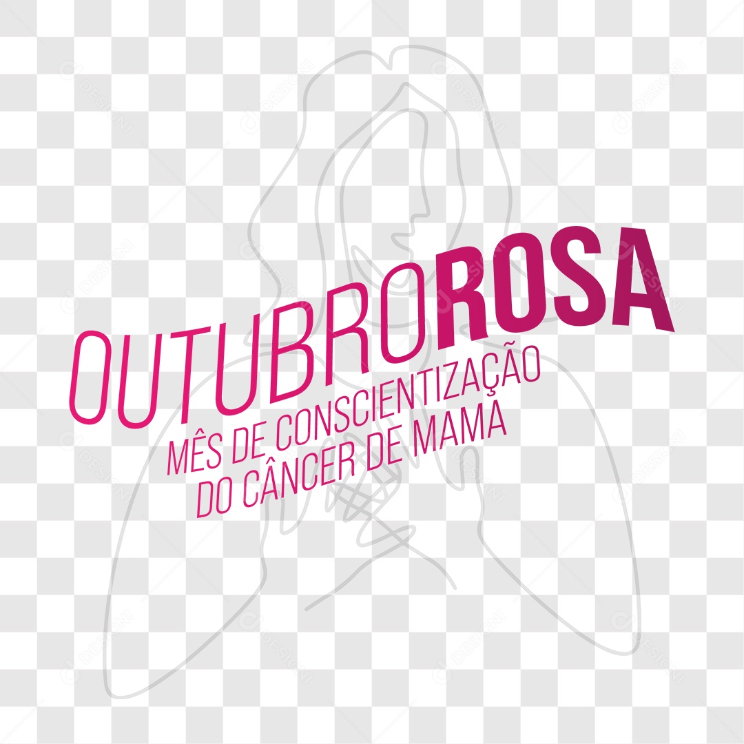 Lettering Outubro Rosa Mês de Conscientização EPS + PNG