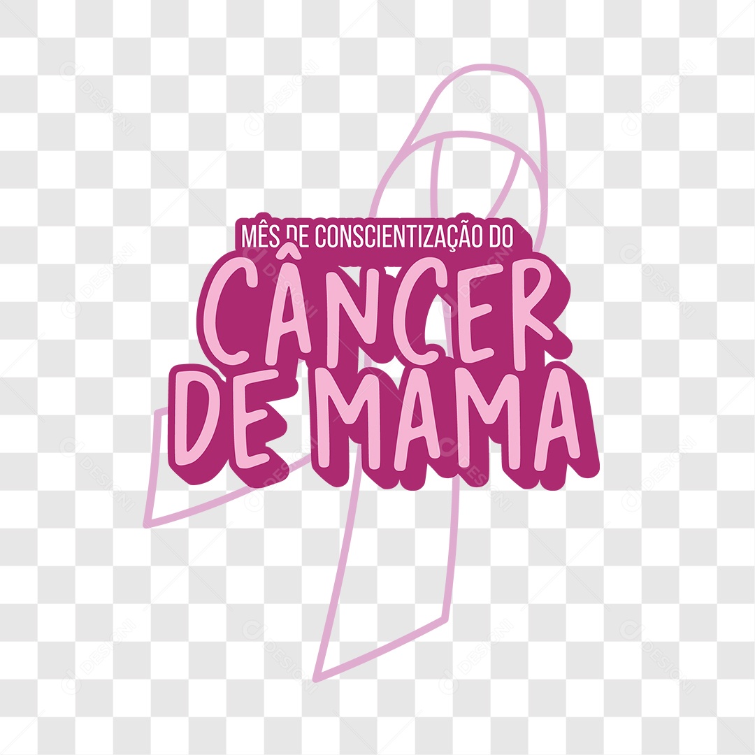 Lettering Mês de Conscientização do Câncer de Mama EPS + PNG