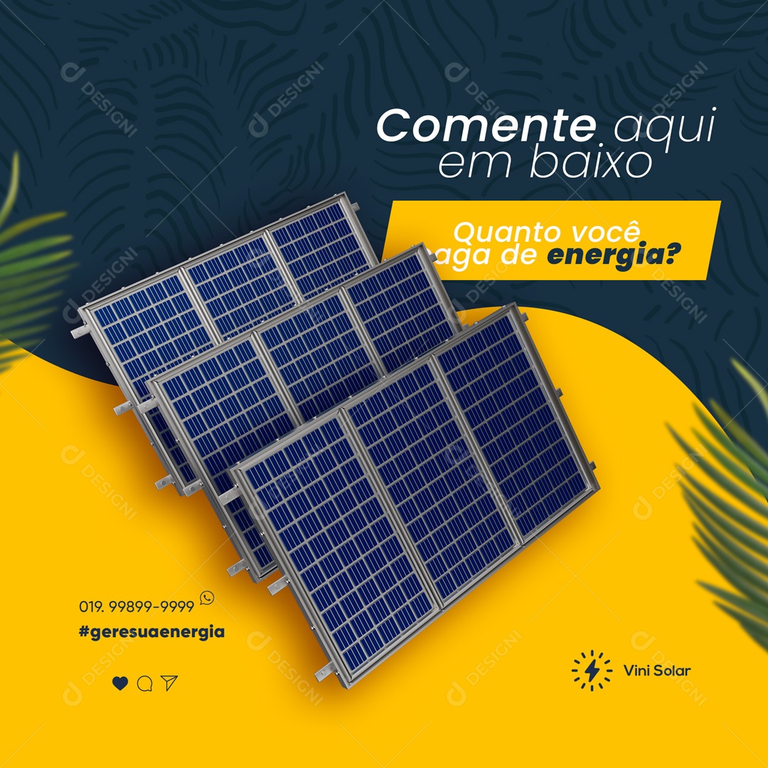 Social Media How Much Do You Pay for Solar Energy? Editable PSD