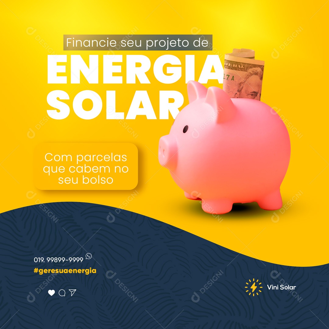 Financie seu Projeto de Energia Solar Social Media PSD Editável