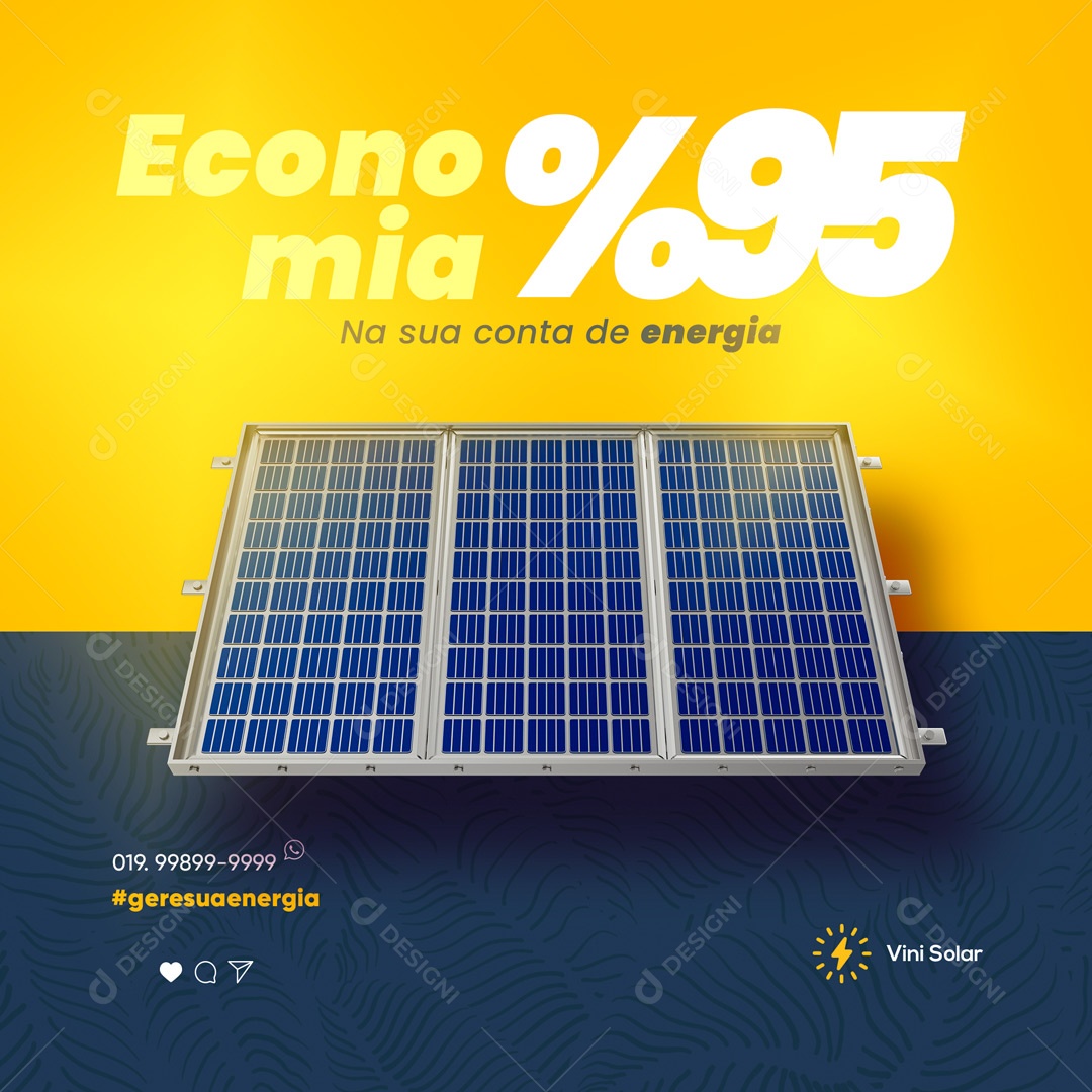 Energia Solar Economia de 95% na sua Conta Social Media PSD Editável
