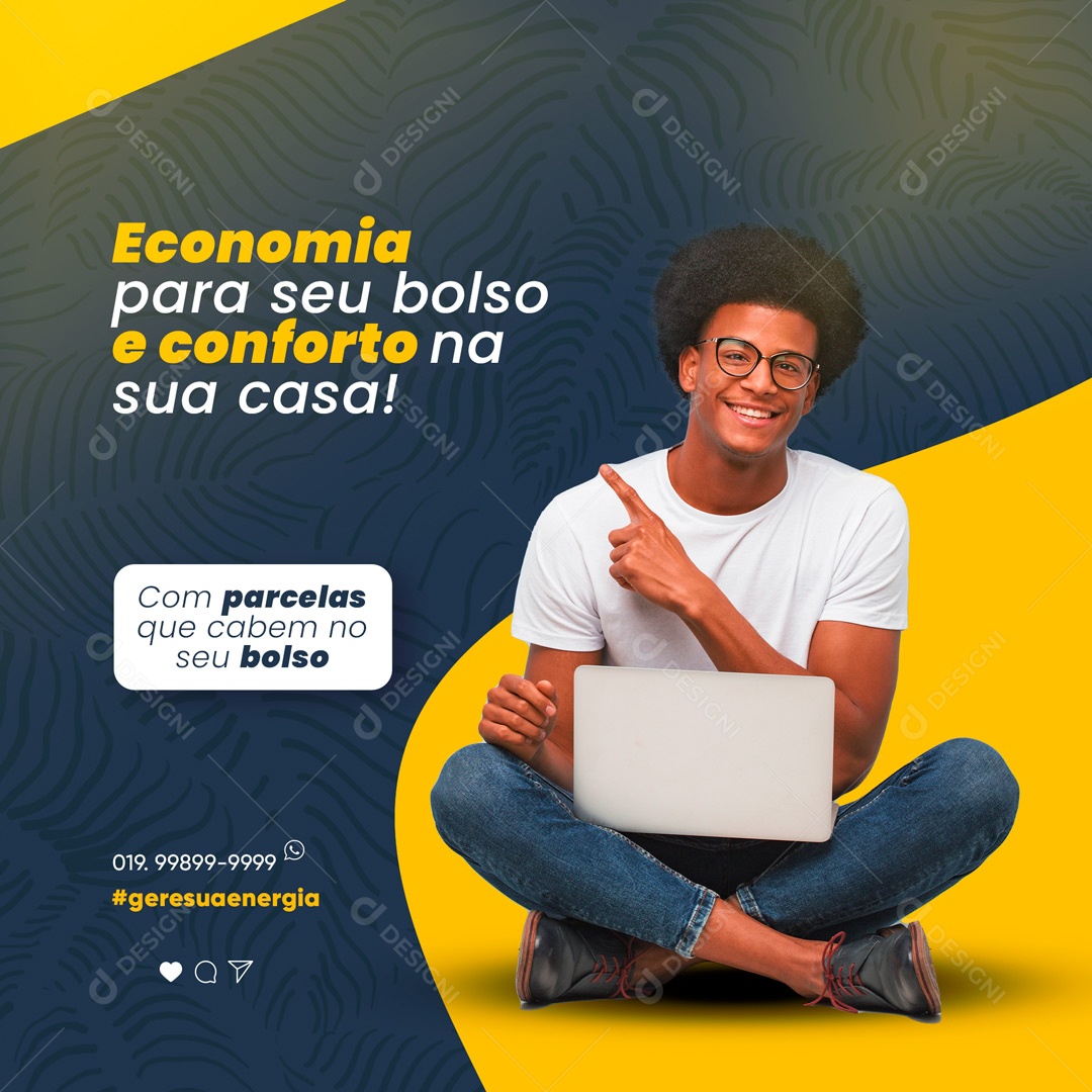 Energia Solar Economia para seu Bolso Social Media PSD Editável