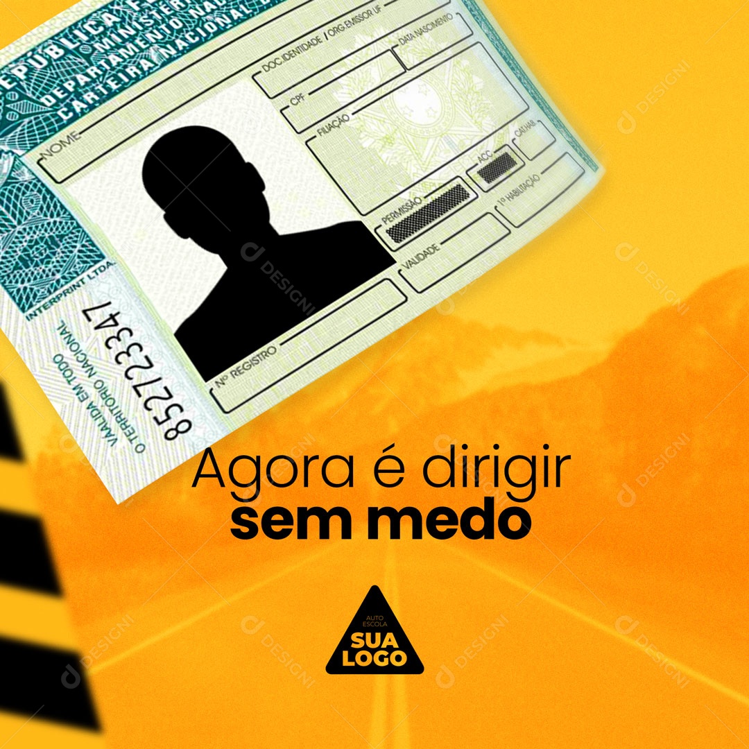 Agora é dirigir sem medo Auto Escola Social Media PSD Editável