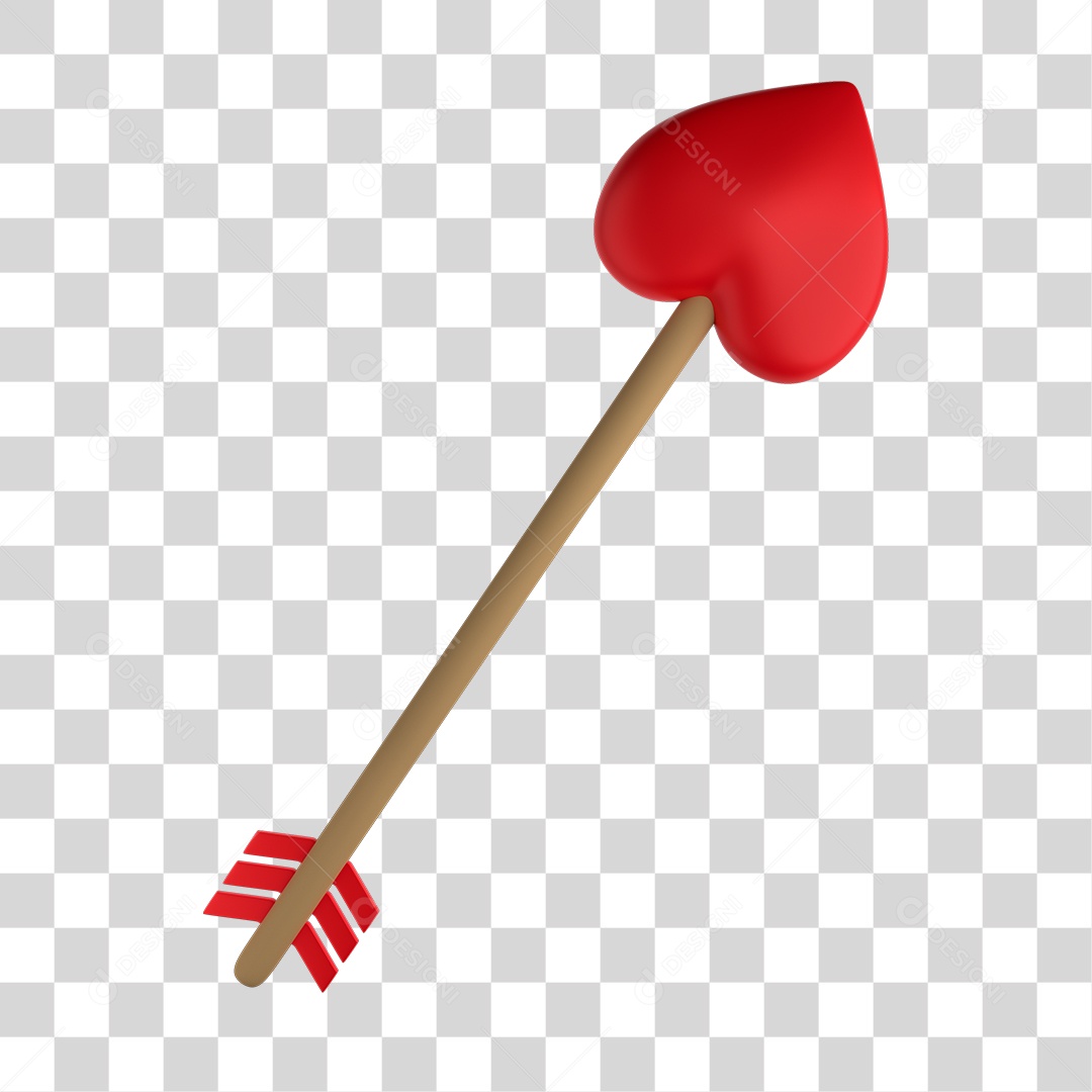 Seta Flecha Coração Vermelho 3D PNG Sem Fundo