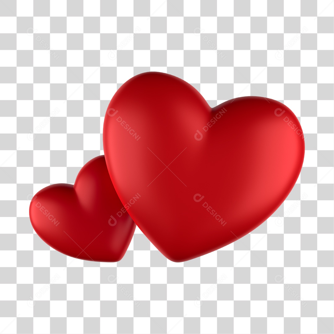 Corações 3D PNG Sem Fundo