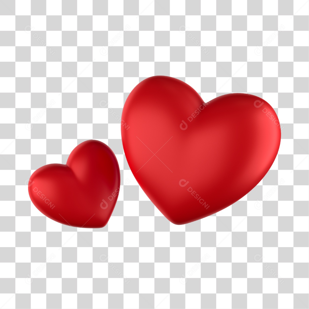Corações 3D Sem Fundo PNG