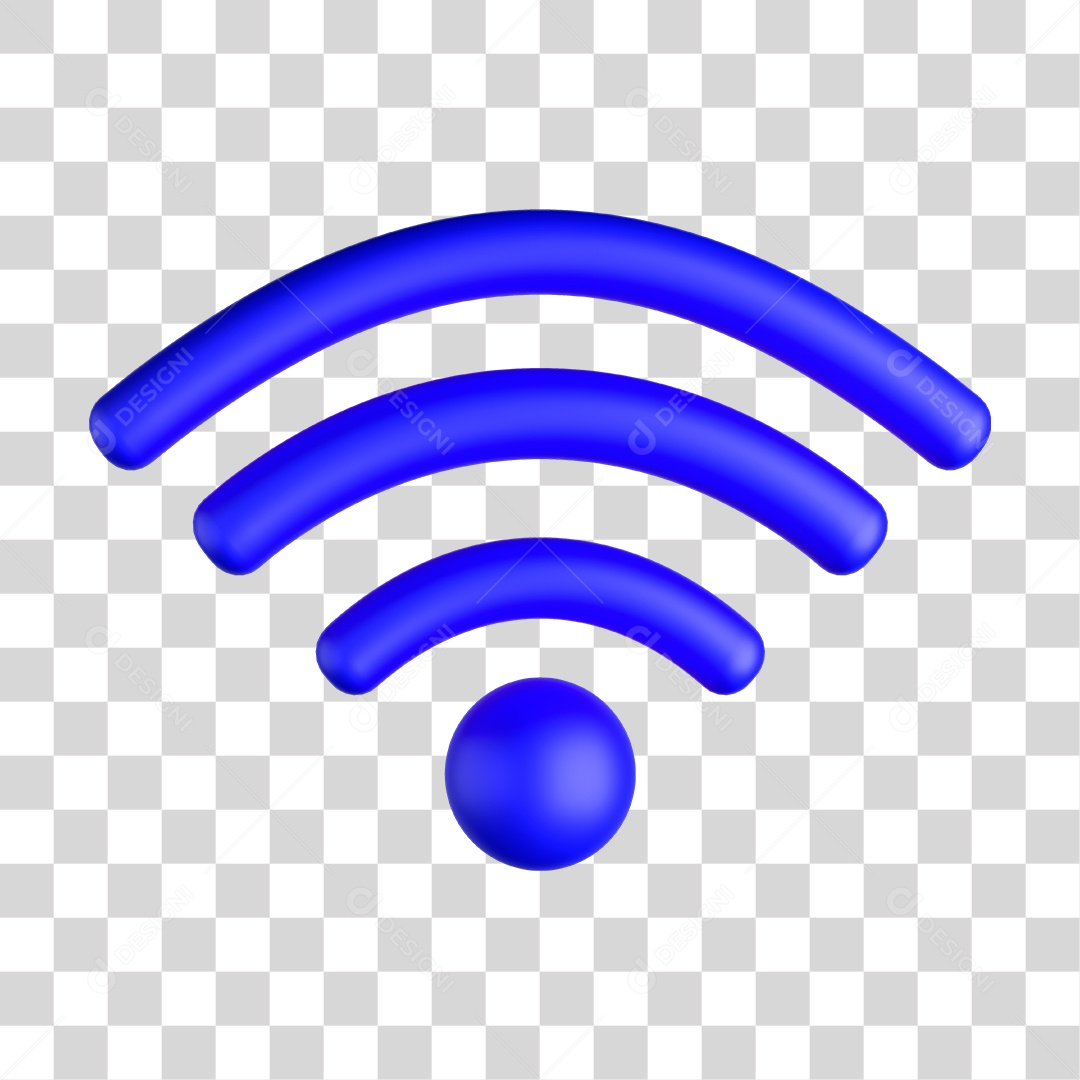 Ícone Wifi Azul 3D PNG Sem Fundo