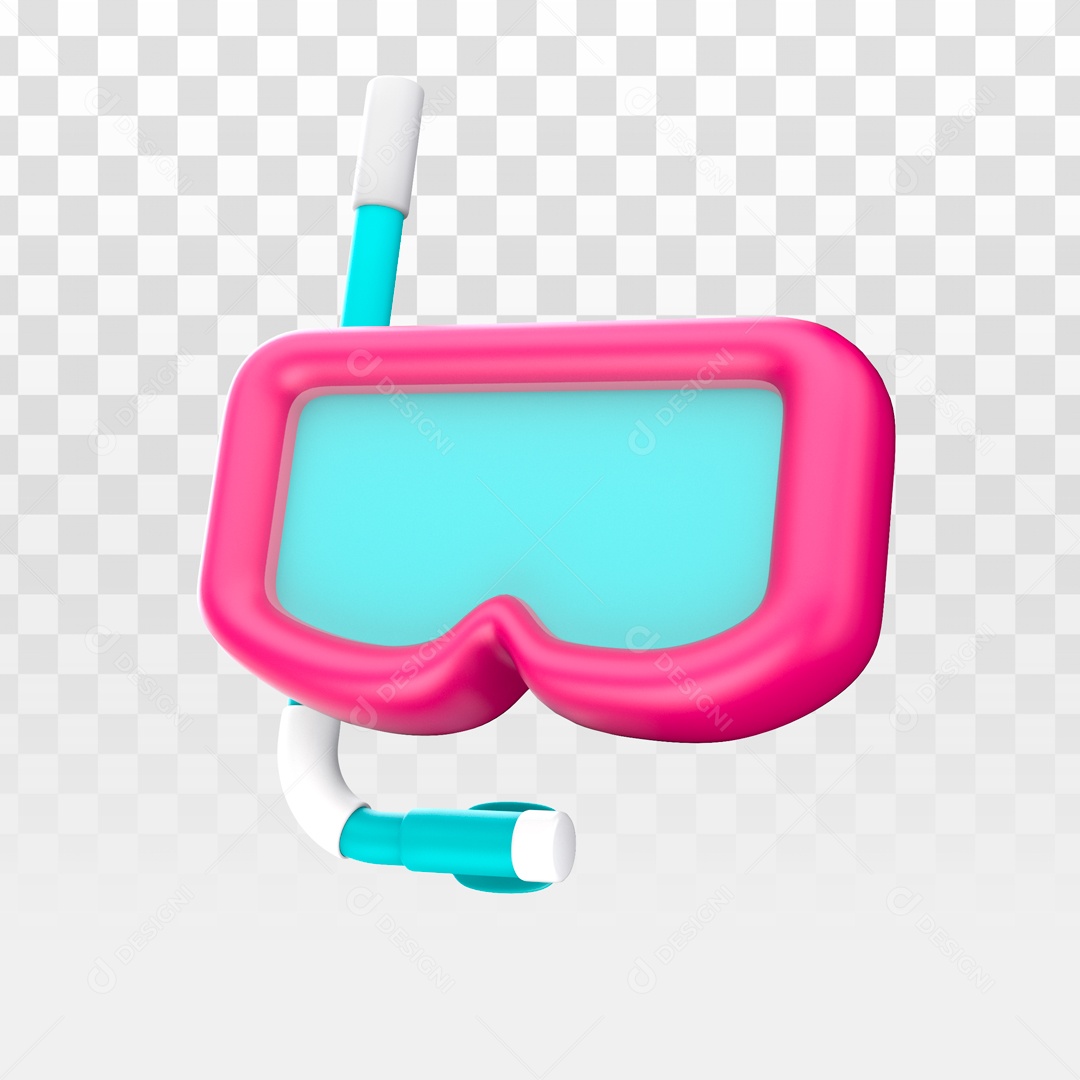 Máscara de Mergulho Rosa Com Respirador Elemento 3D PSD