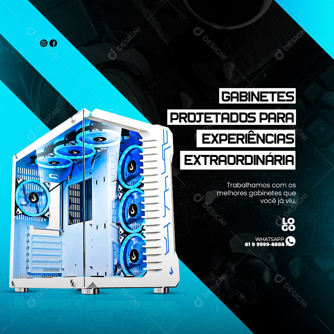 Social Media Gamer Gabinetes Projetados PSD Editável