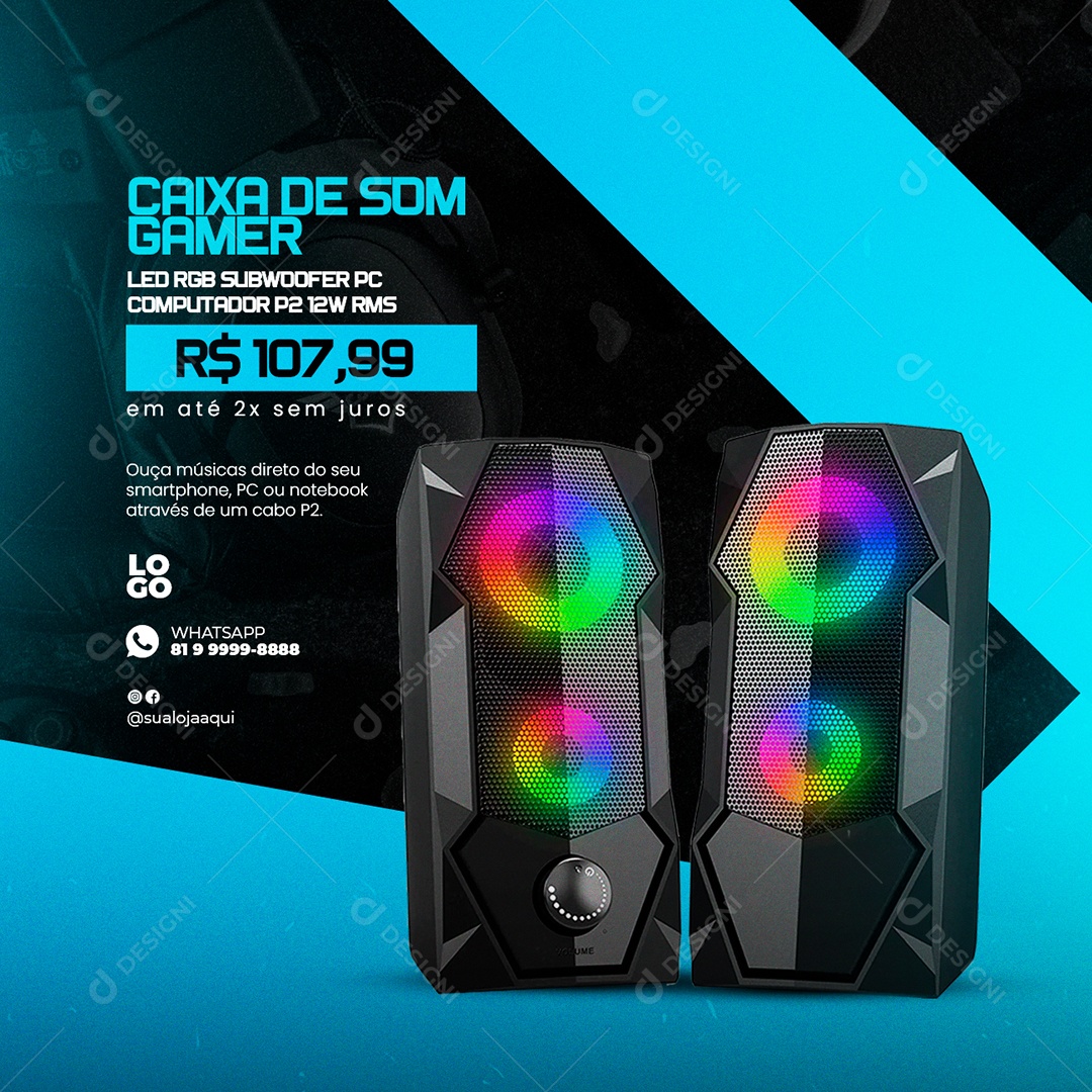 Social Media Gamer Caixa de Som Gamer PSD Editável