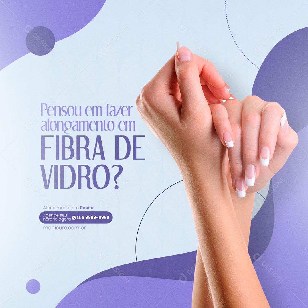 Social Media Manicure Pensou em Fazer Alongamento PSD Editável