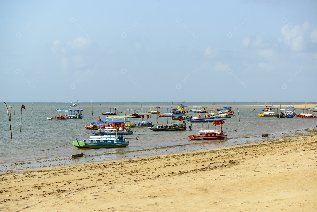 Praia. São Miguel dos Milagres, Alagoas, Brasil. Barcos na Praia do Toque