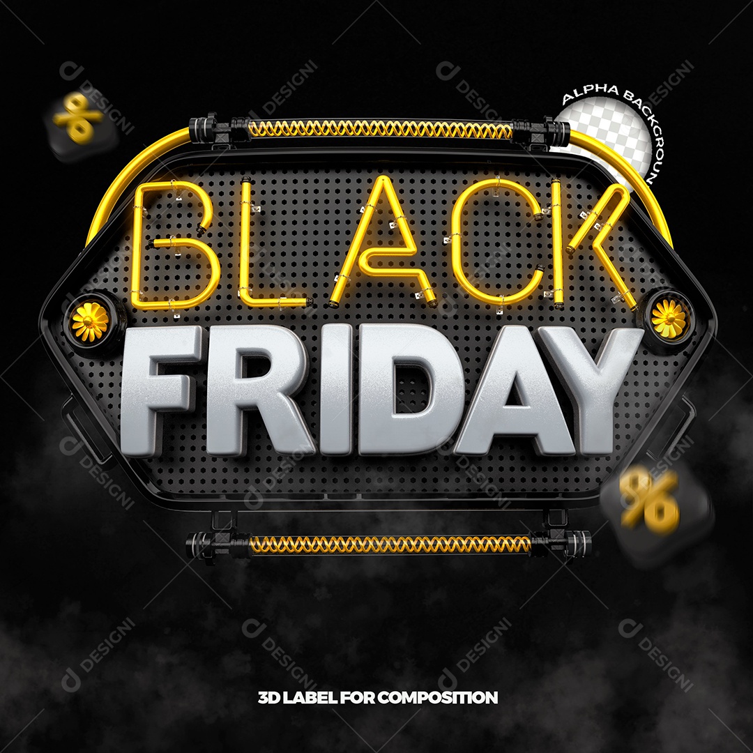 Selo 3D Para Composição Black Friday Promoção PSD