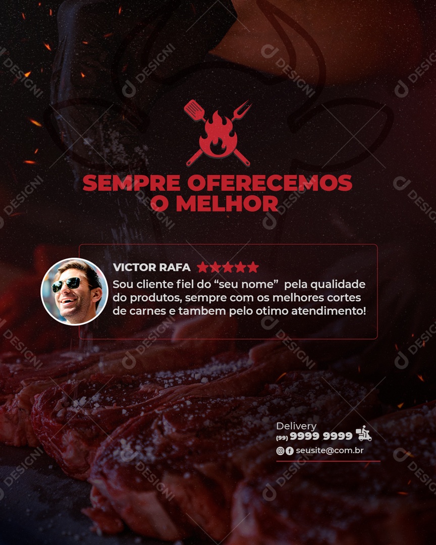 Sempre Oferecemos O Melhor Da Cidade Deixe Sua Opinião Social Media PSD Editável