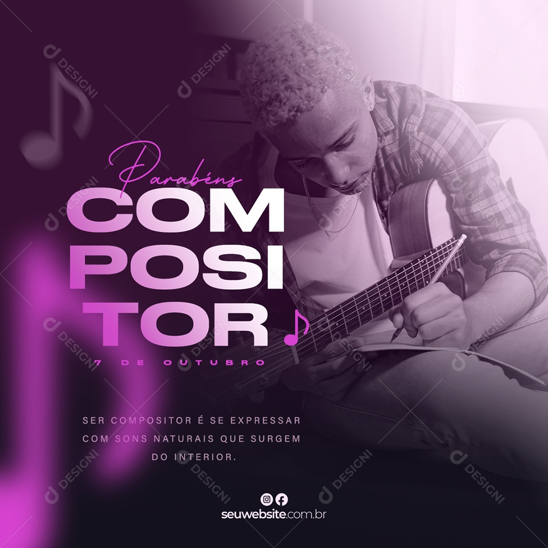 Social Media Datas Comemorativas Dia Do Compositor Dia 7 De Outubro PSD Editável