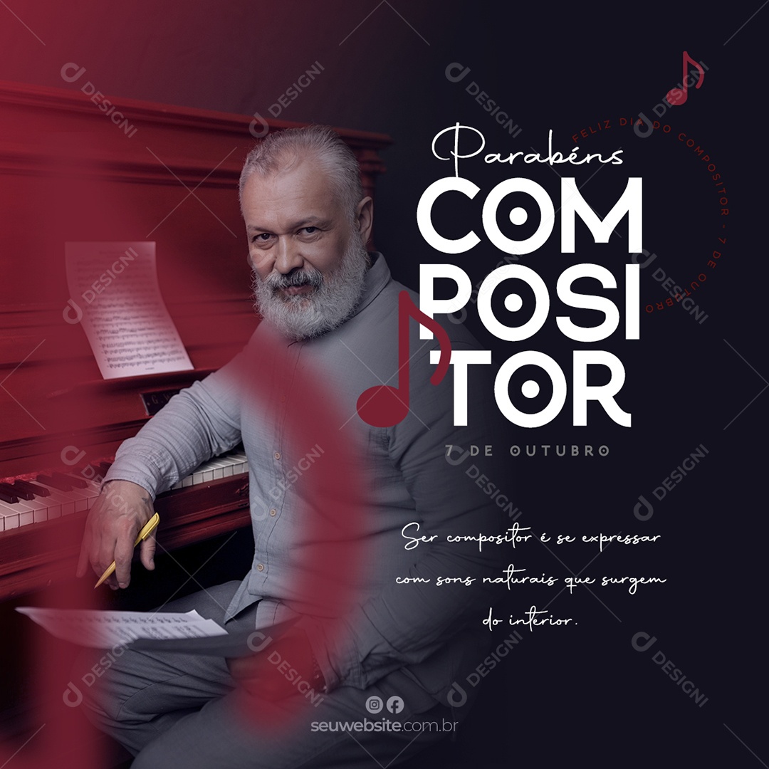 Social Media Datas Comemorativas Dia Do Compositor Dia 7 De Outubro PSD Editável
