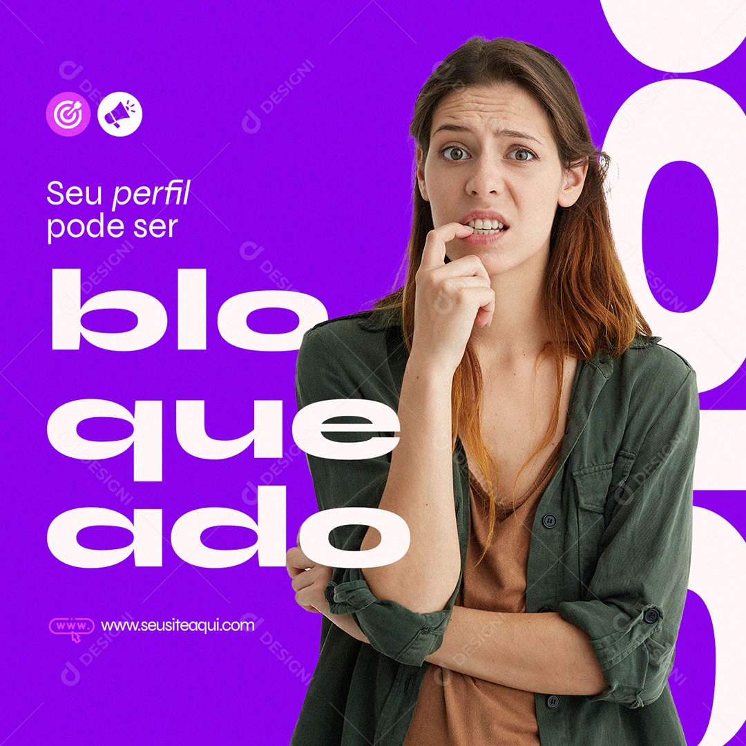 Seu Perfil Pode Ser Bloqueado Marketing Digital Social Media PSD Editável
