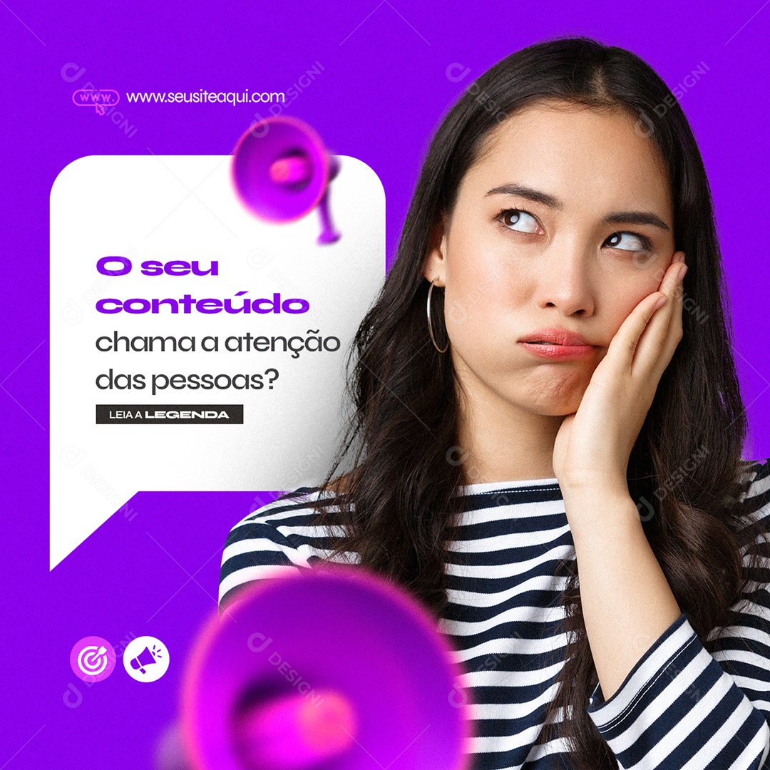 O Seu Contéudo Chama a Atenção Das Pessoas Marketing Digital Social Media PSD Editável