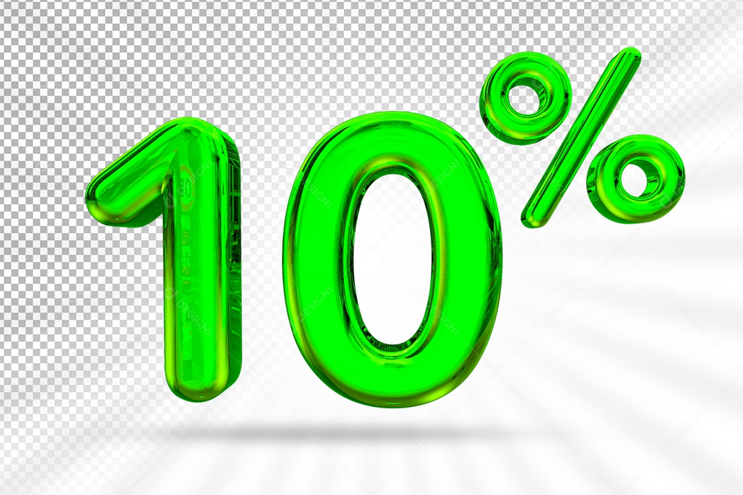 Elemento 3D Para Composição Número 10% Desconto Verde PSD