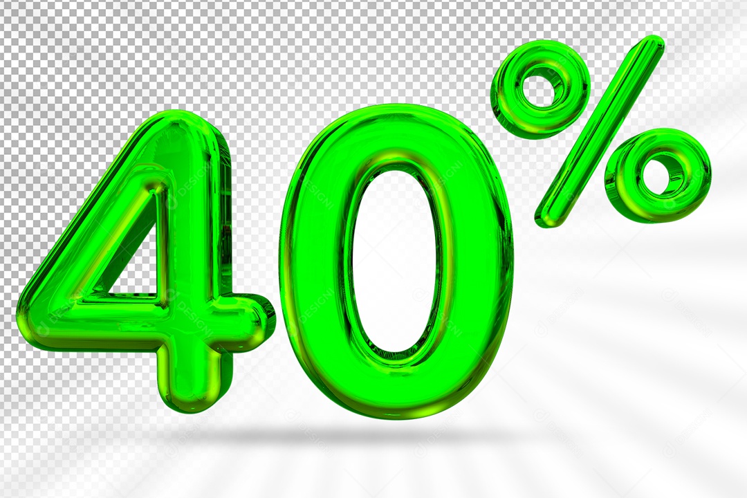 Elemento 3D Para Composição Número 40% Desconto Verde PSD