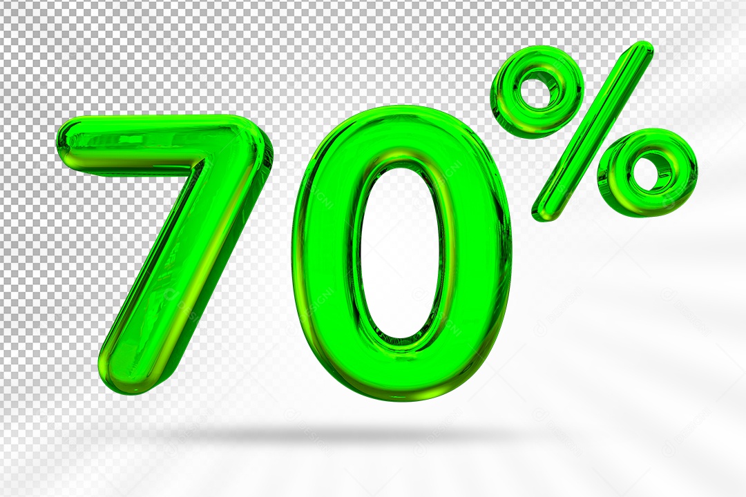 Elemento 3D Para Composição Número 70% Desconto Verde PSD