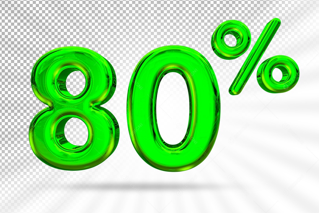 Elemento 3D Para Composição Número 80% Desconto Verde PSD