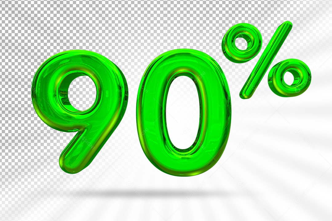 Elemento 3D Para Composição Número 90% Desconto Verde PSD
