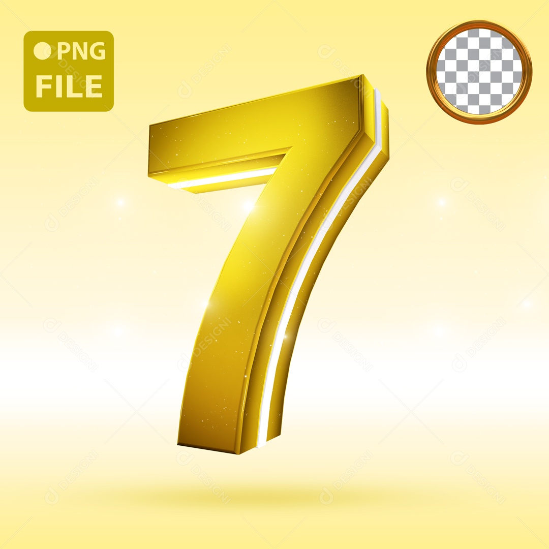Elemento 3D Para Composição Número 7 Dourado PSD