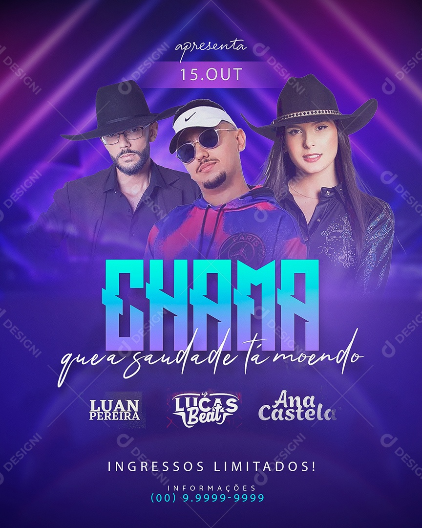 Flyer Chama Que a Saudade tá Moendo Social Media PSD Editável