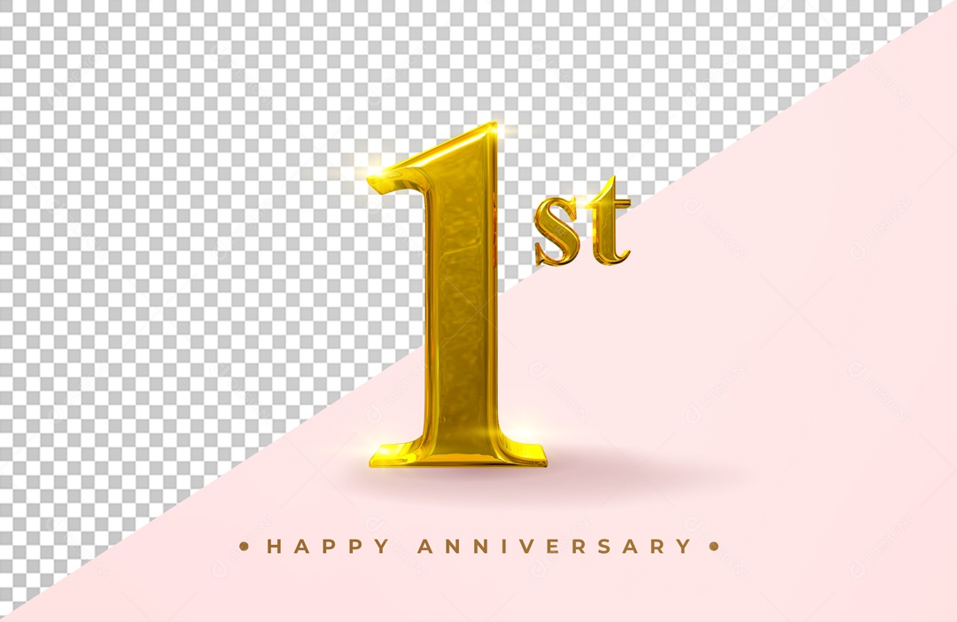 Elemento 3D Dourado Número 1 PSD