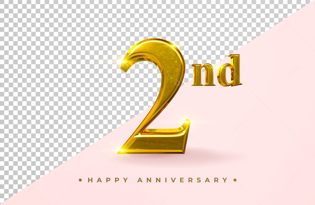 Elemento 3D Dourado Número 2 PSD