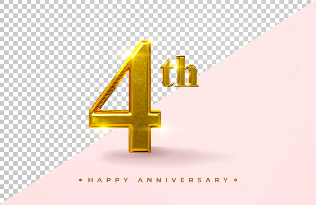 Elemento 3D Dourado Número 4 PSD