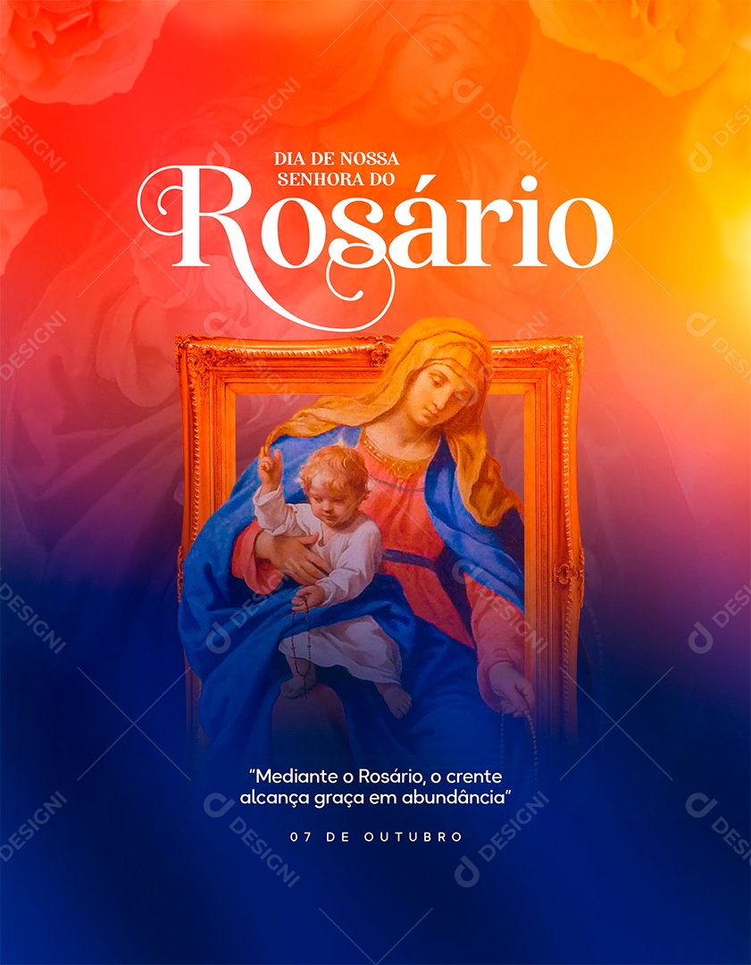 Mediante o Resário o Crente Alcança Graça Dia Da Nossa Senhora da Aparecida Social Media PSD Editável