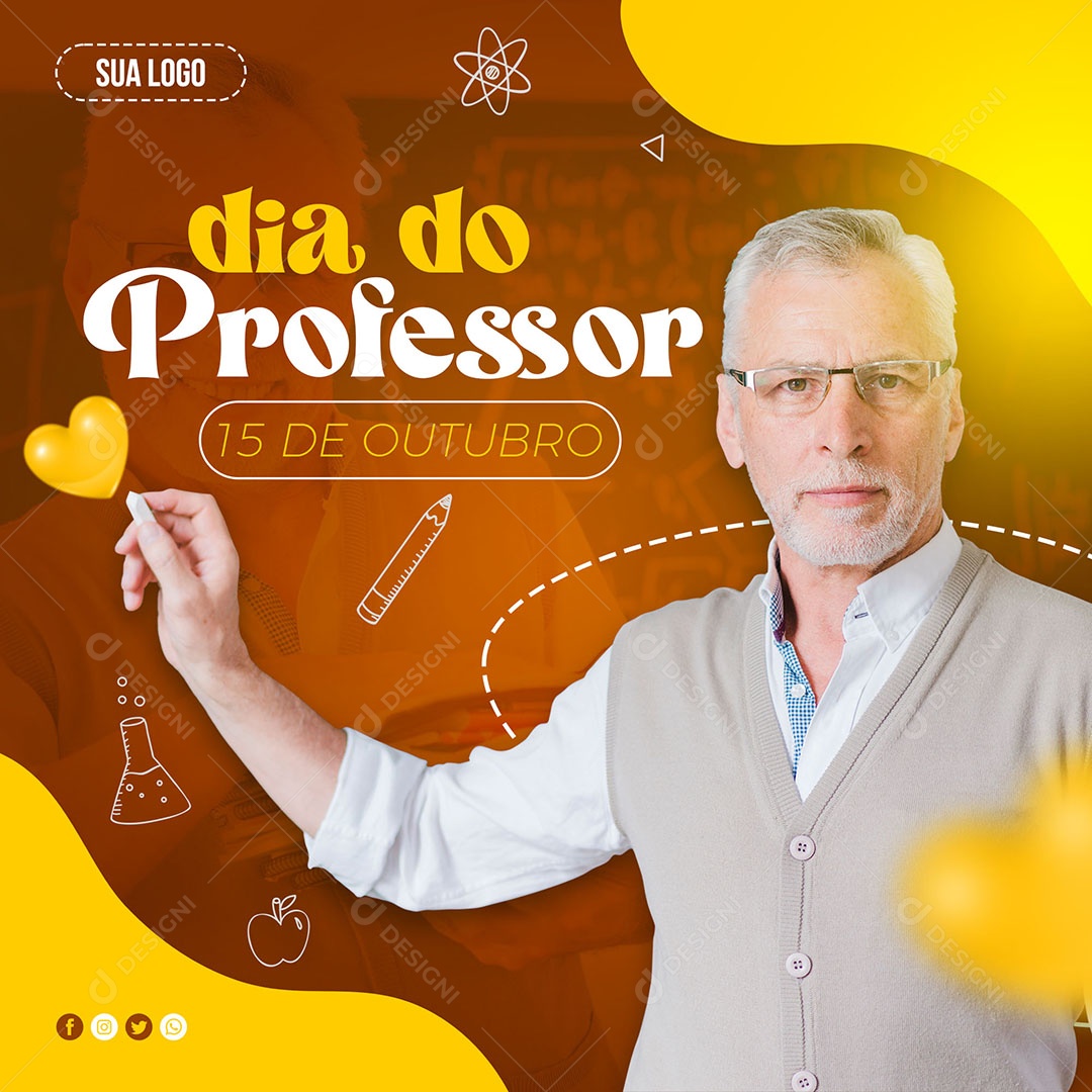 Social Media Dia do Professor 15 de Outubro PSD Editável