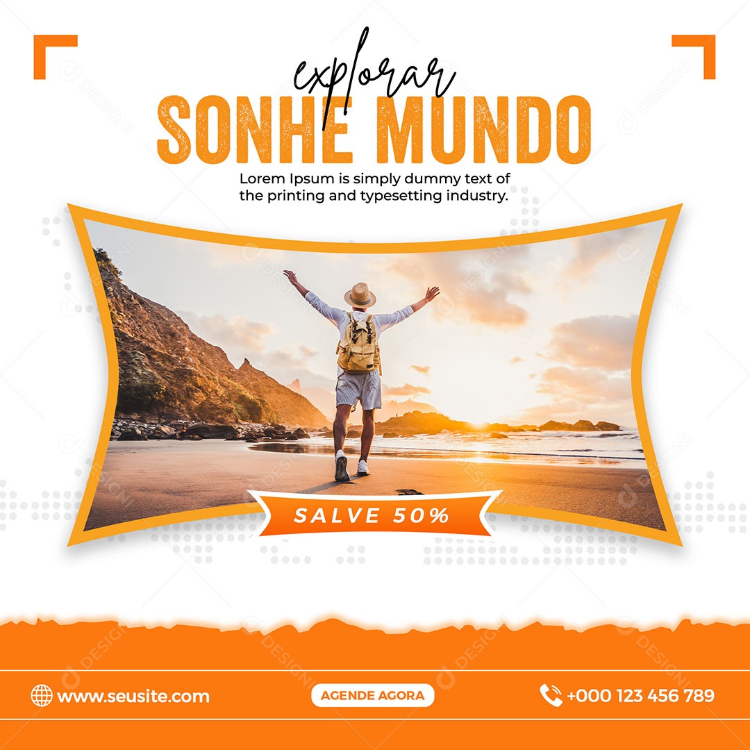 Social Media Turismo Explorar Sonhe Mundo PSD Editável