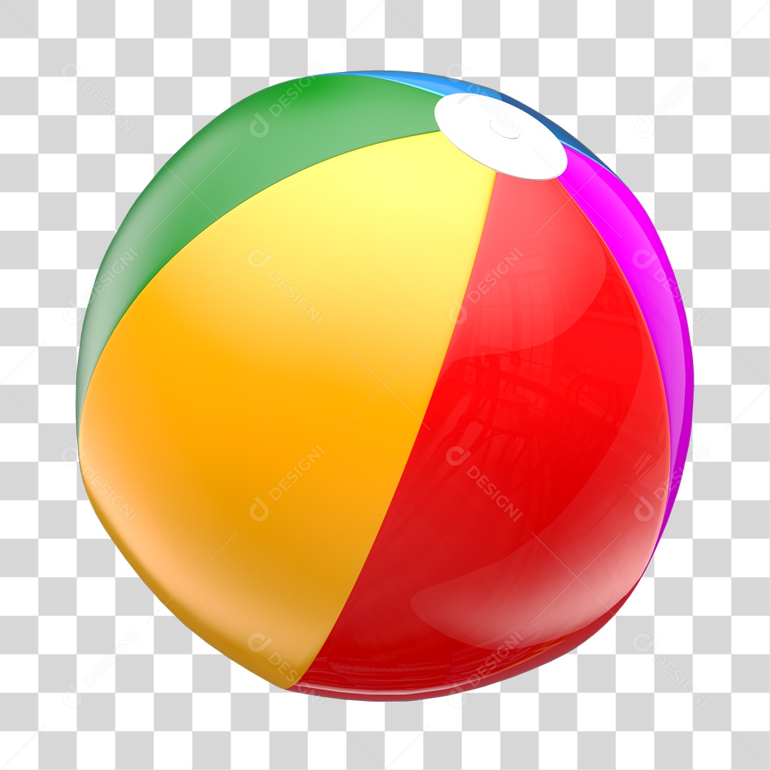 Bola de Praia Colorida Elemento 3D PNG