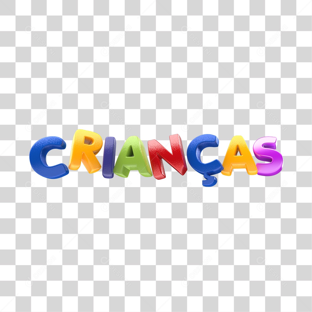 Texto 3D Colorido Crianças PNG