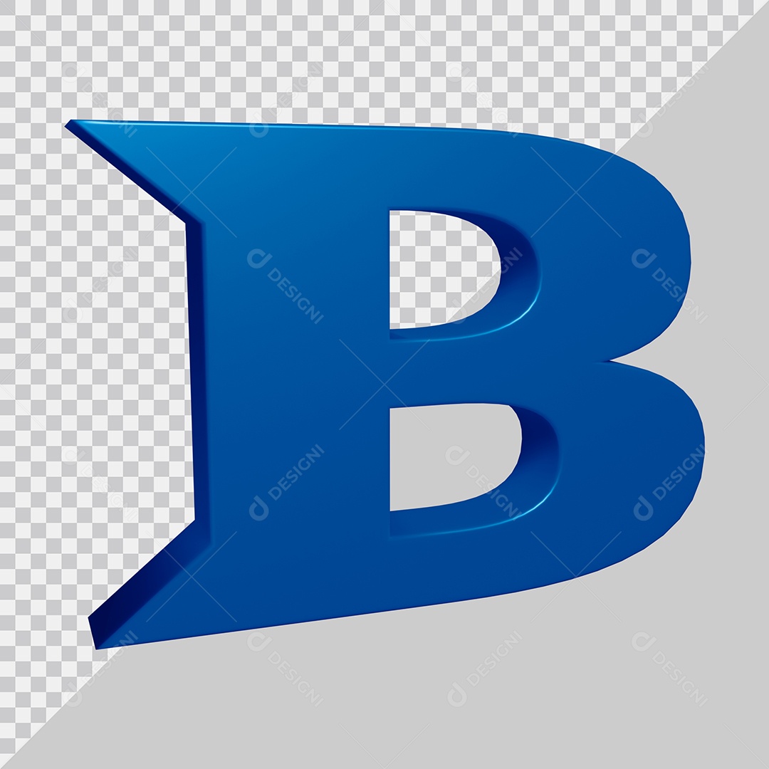 Elemento 3D Para Composição Letra B Azul PSD