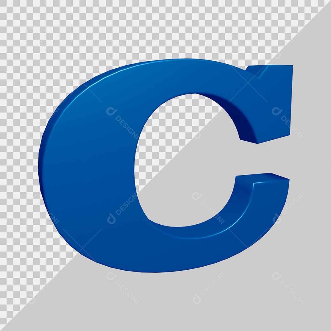Elemento 3D Para Composição Letra C Azul PSD