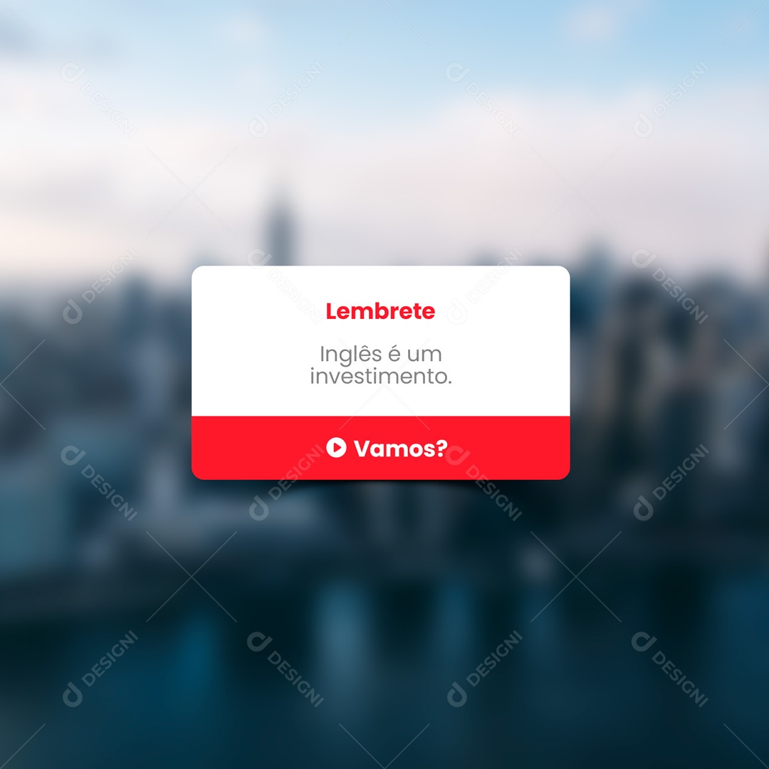 Lembrete Escola de idiomas Inglês Espanhol Social Media PSD Editável