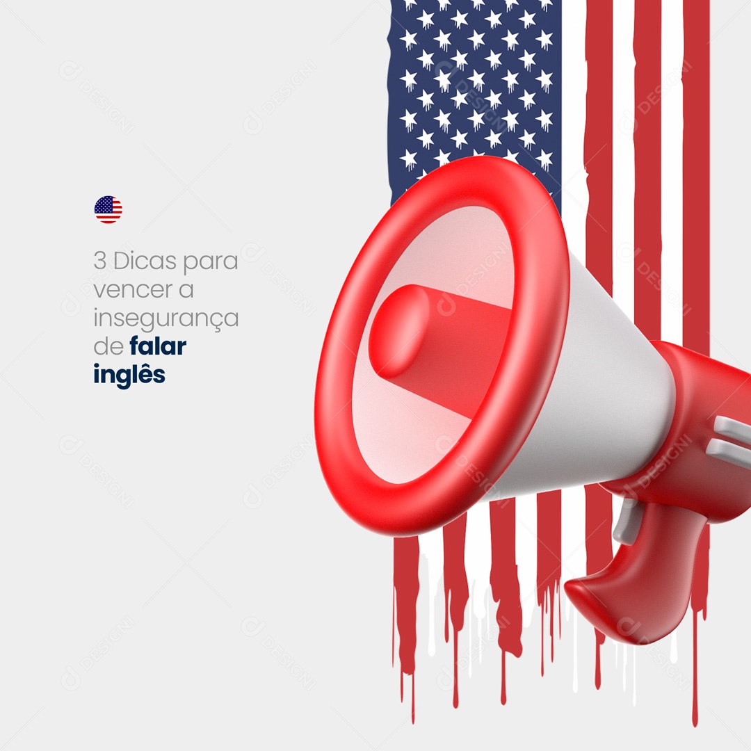 Escola de Idiomas 3 Dicas para Vencer a Insegurança de Falar Inglês Social Media PSD Editável
