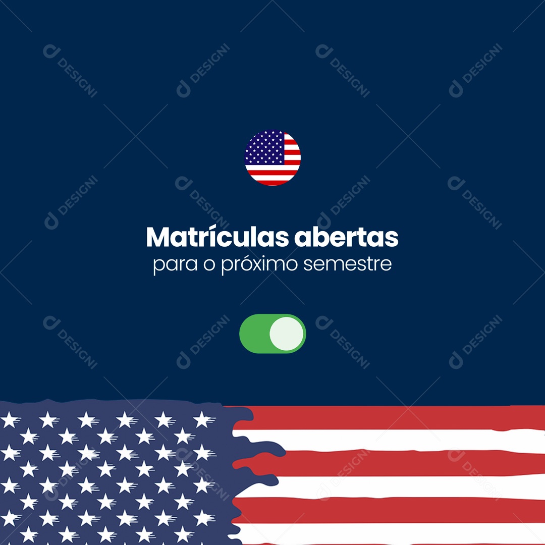 Escola de Idiomas Matrículas Abertas Social Media PSD Editável