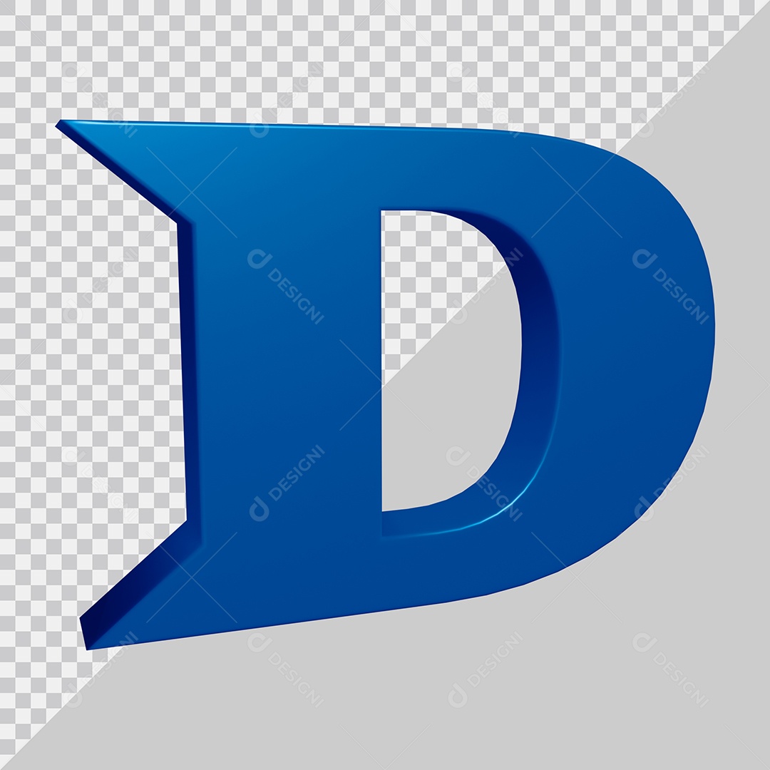 Elemento 3D Para Composição Letra D Azul PSD