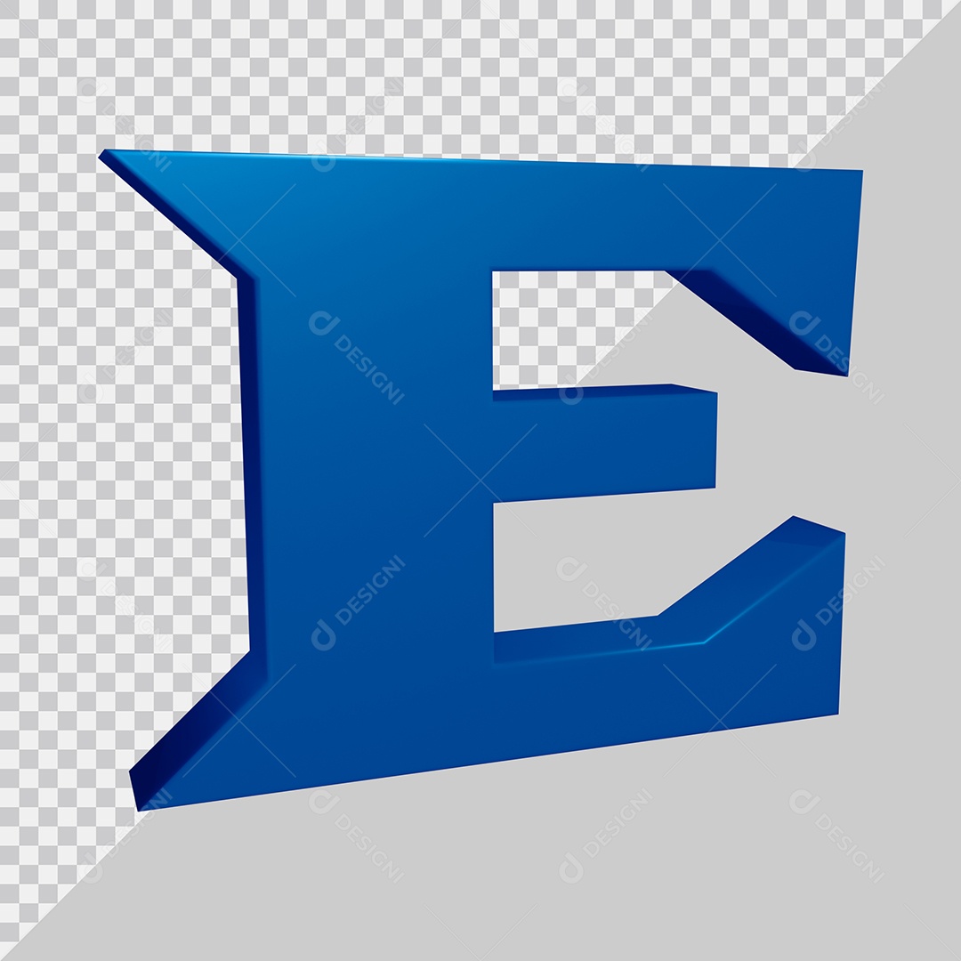 Elemento 3D Para Composição Letra E Azul PSD