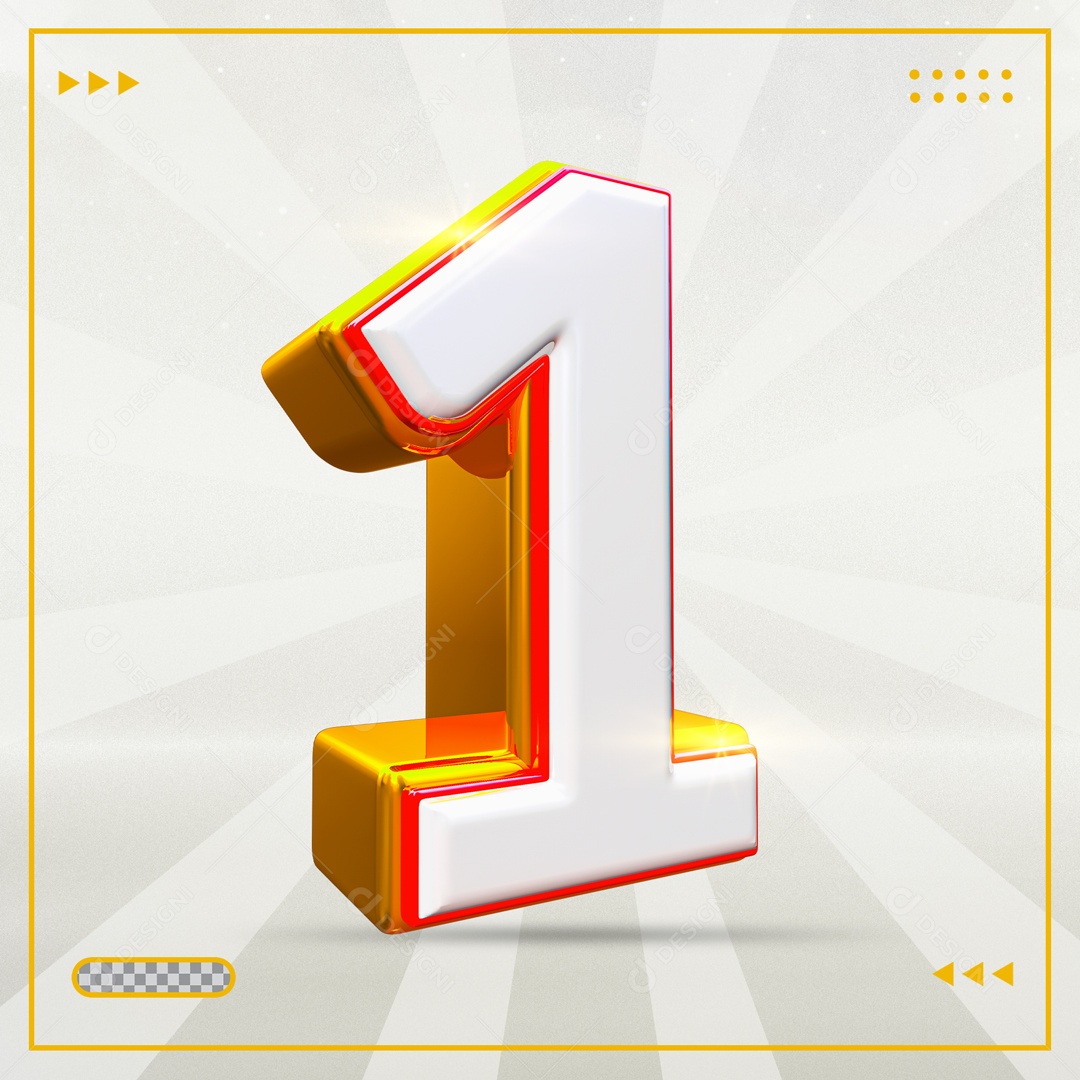 Elemento 3D Dourado Número 1 PSD